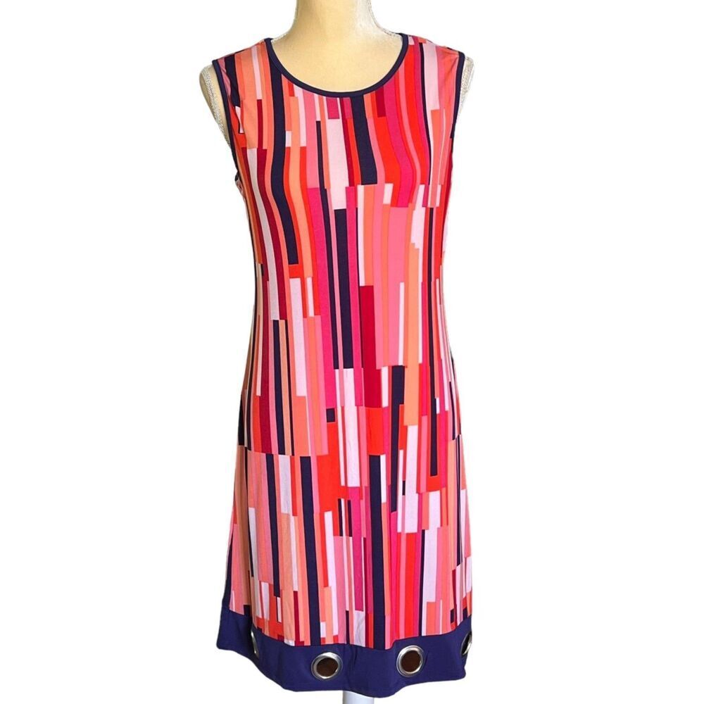Cure Women's Colorful Striped Sleeveless Dress Size M Comfortable and stretchy